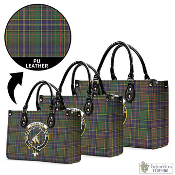 MacMillan Hunting Modern Tartan Luxury Leather Handbags with Family Crest