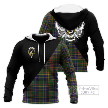 MacMillan Hunting Modern Tartan Knitted Hoodie with Family Crest and Military Logo Style