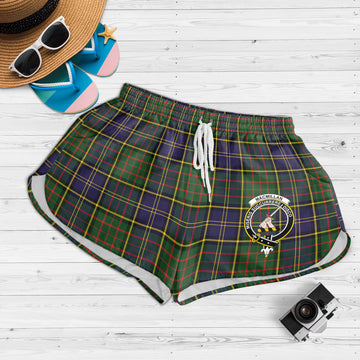 MacMillan Hunting Modern Tartan Womens Shorts with Family Crest