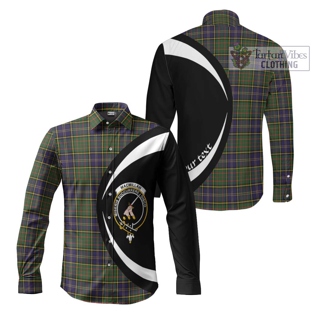 MacMillan Hunting Modern Tartan Long Sleeve Button Up with Family Crest Circle Style Men's Shirt S - Tartan Vibes Clothing