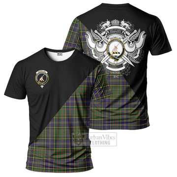 MacMillan Hunting Modern Tartan T-Shirt with Family Crest and Military Logo Style