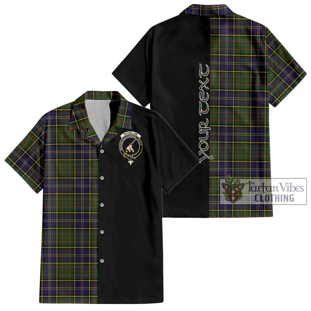 MacMillan Hunting Modern Tartan Short Sleeve Button Shirt with Family Crest and Half Of Me Style Kid - Tartanvibesclothing Shop