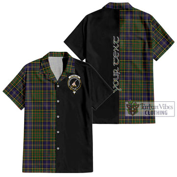 MacMillan Hunting Modern Tartan Short Sleeve Button Shirt with Family Crest and Half Of Me Style