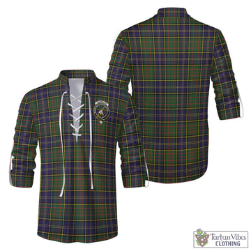 MacMillan Hunting Modern Tartan Men's Scottish Traditional Jacobite Ghillie Kilt Shirt with Family Crest