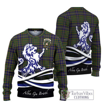 MacMillan Hunting Modern Tartan Ugly Sweater with Alba Gu Brath Regal Lion Emblem