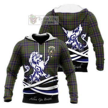 MacMillan Hunting Modern Tartan Knitted Hoodie with Alba Gu Brath Regal Lion Emblem