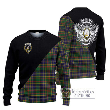 MacMillan Hunting Modern Tartan Ugly Sweater with Family Crest and Military Logo Style