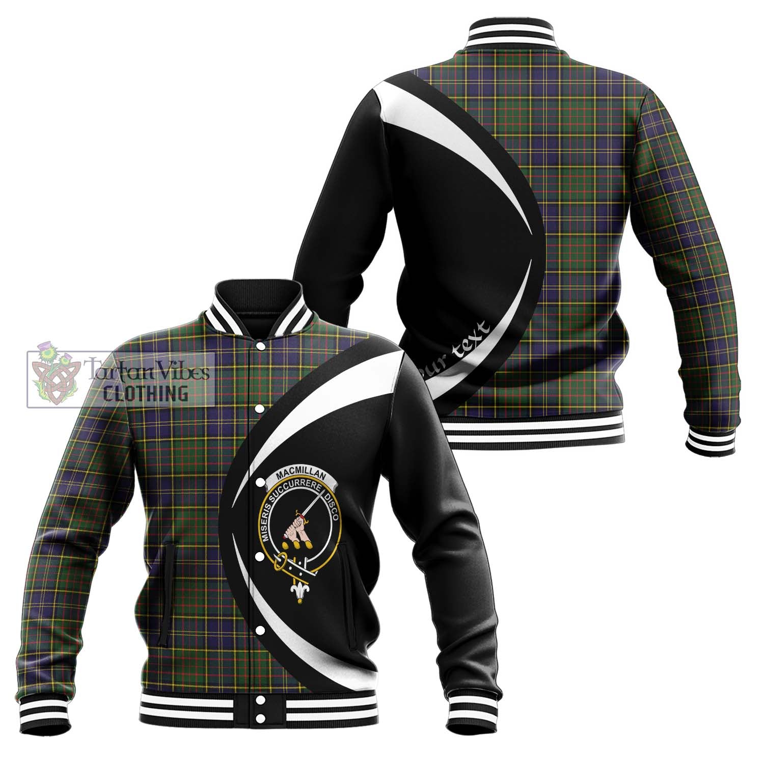 MacMillan Hunting Modern Tartan Baseball Jacket with Family Crest Circle Style Unisex - Tartan Vibes Clothing