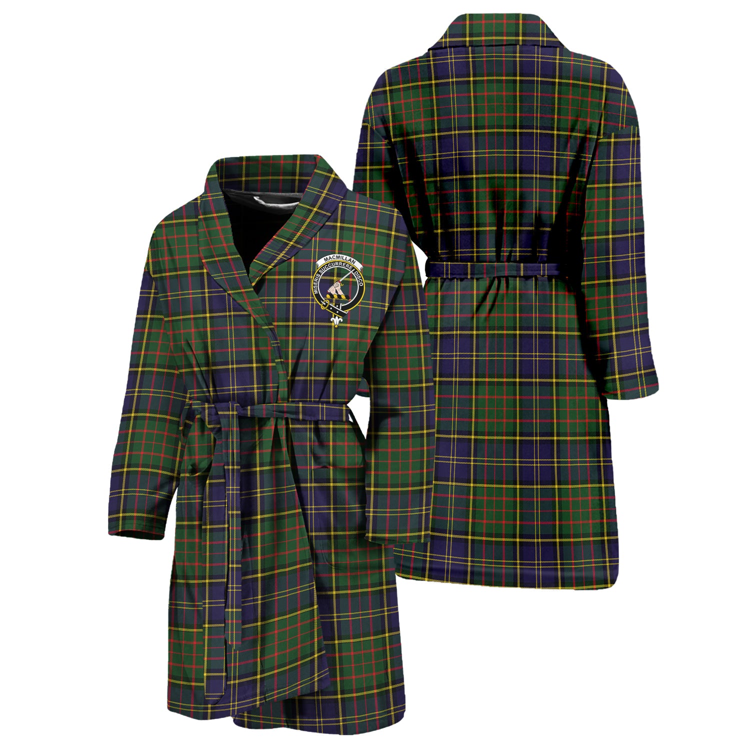 MacMillan Hunting Modern Tartan Bathrobe with Family Crest Unisex S - Tartan Vibes Clothing