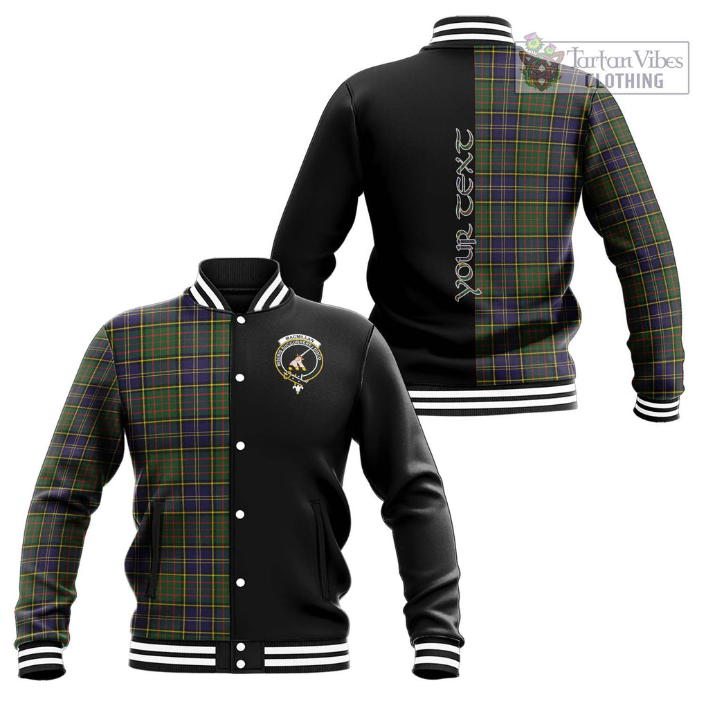 MacMillan Hunting Modern Tartan Baseball Jacket with Family Crest and Half Of Me Style Unisex - Tartanvibesclothing Shop