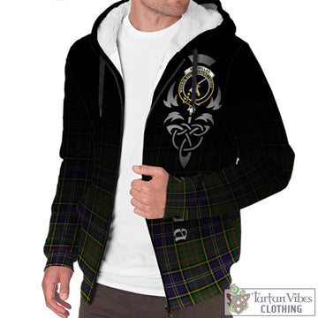 MacMillan Hunting Modern Tartan Sherpa Hoodie Featuring Alba Gu Brath Family Crest Celtic Inspired