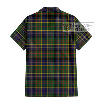 MacMillan Hunting Modern Tartan Short Sleeve Button Shirt with Family Crest DNA In Me Style