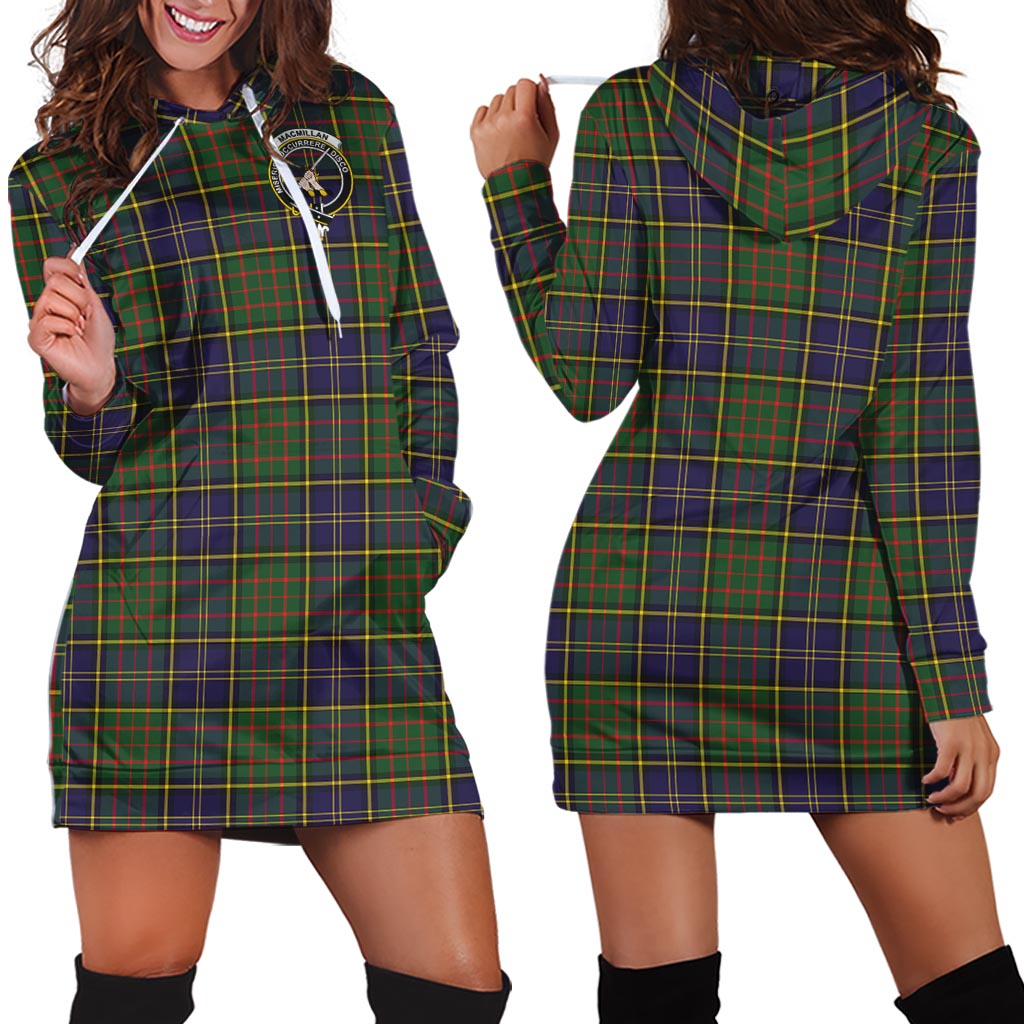 MacMillan Hunting Modern Tartan Hoodie Dress with Family Crest - Tartan Vibes Clothing