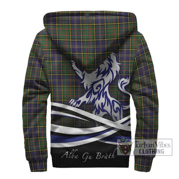 MacMillan Hunting Modern Tartan Sherpa Hoodie with Alba Gu Brath Regal Lion Emblem