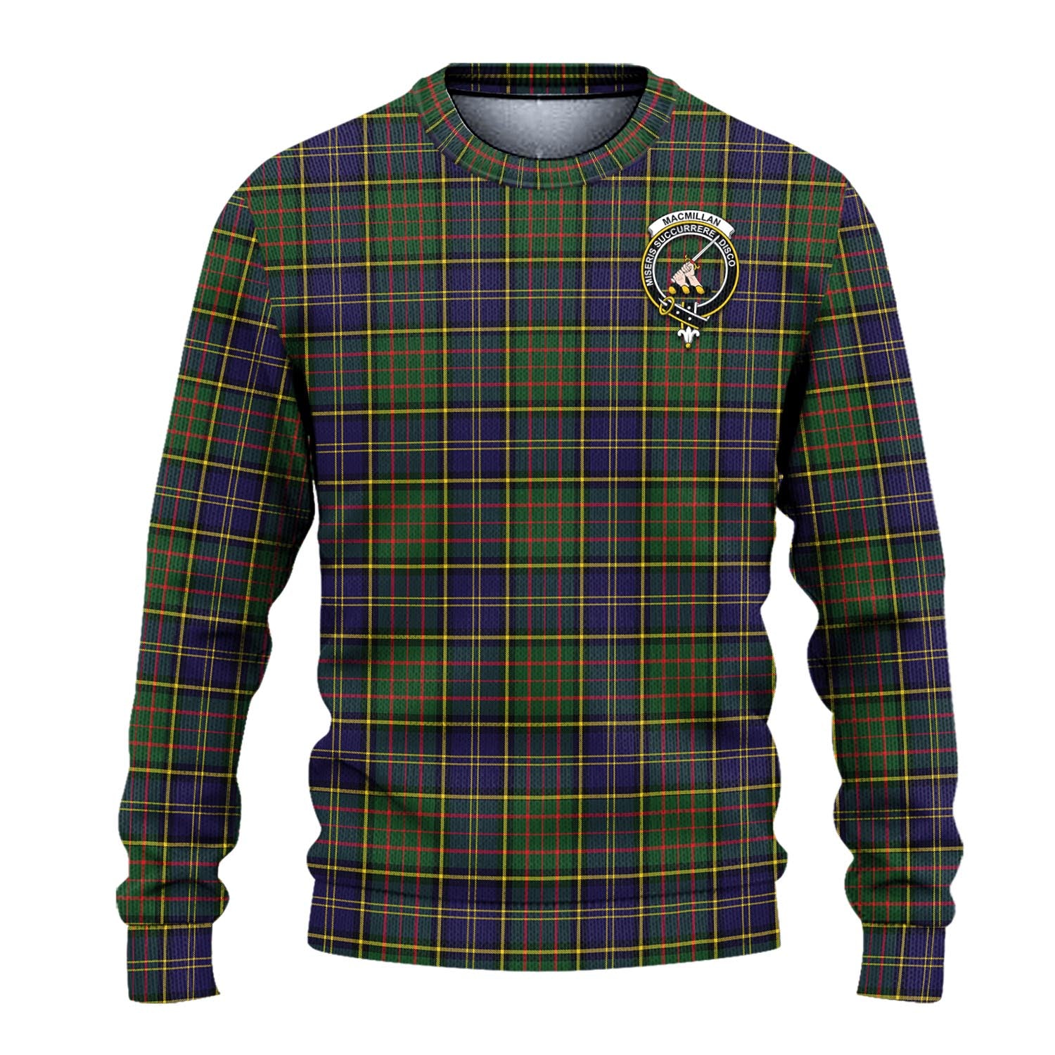 MacMillan Hunting Modern Tartan Knitted Sweater with Family Crest - Tartanvibesclothing