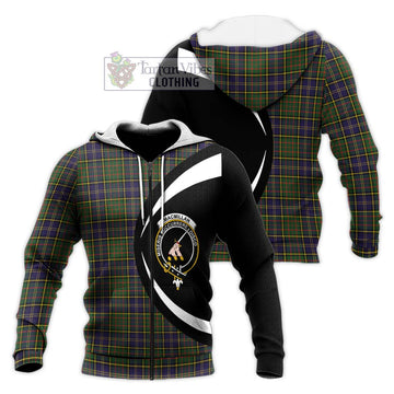 MacMillan Hunting Modern Tartan Knitted Hoodie with Family Crest Circle Style