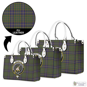 MacMillan Hunting Modern Tartan Luxury Leather Handbags with Family Crest