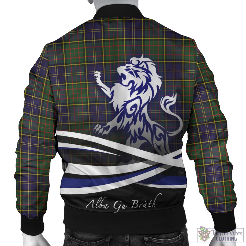 Tartan Vibes Clothing MacMillan Hunting Modern Tartan Bomber Jacket with Alba Gu Brath Regal Lion Emblem