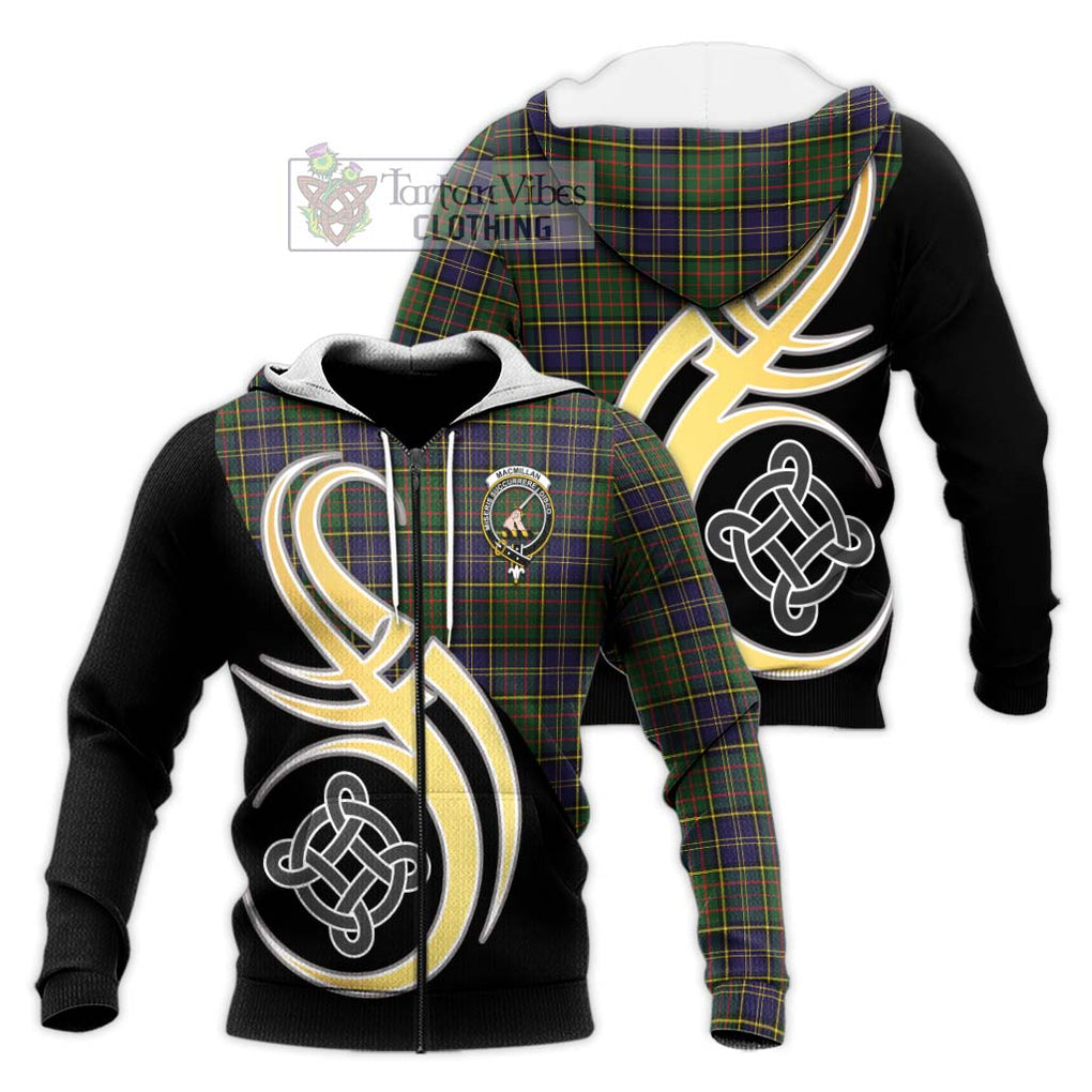 MacMillan Hunting Modern Tartan Knitted Hoodie with Family Crest and Celtic Symbol Style Unisex Knitted Zip Hoodie - Tartan Vibes Clothing