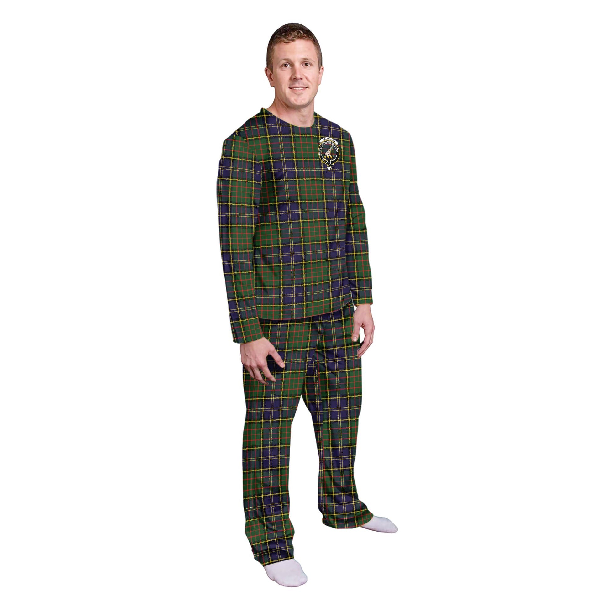 MacMillan Hunting Modern Tartan Pajamas Family Set with Family Crest - Tartanvibesclothing