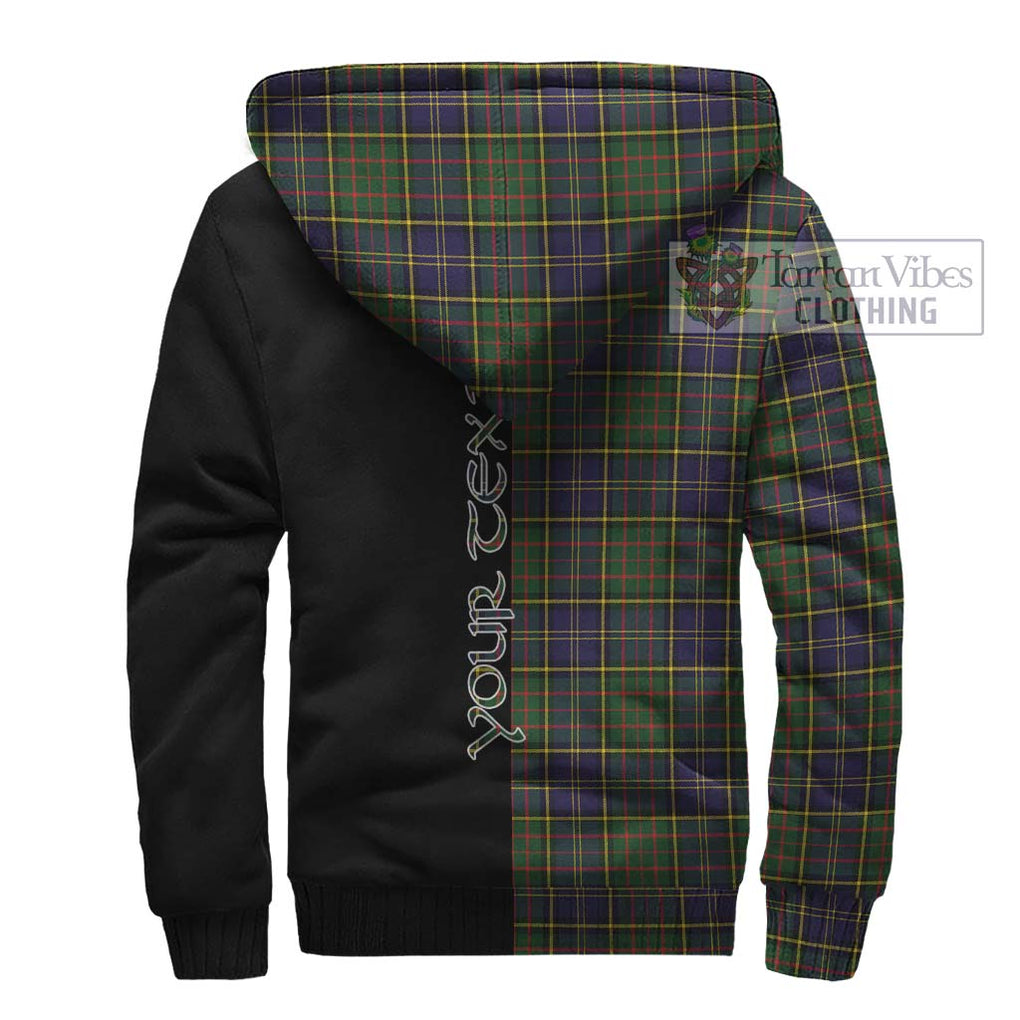 MacMillan Hunting Modern Tartan Sherpa Hoodie with Family Crest and Half Of Me Style - Tartanvibesclothing Shop