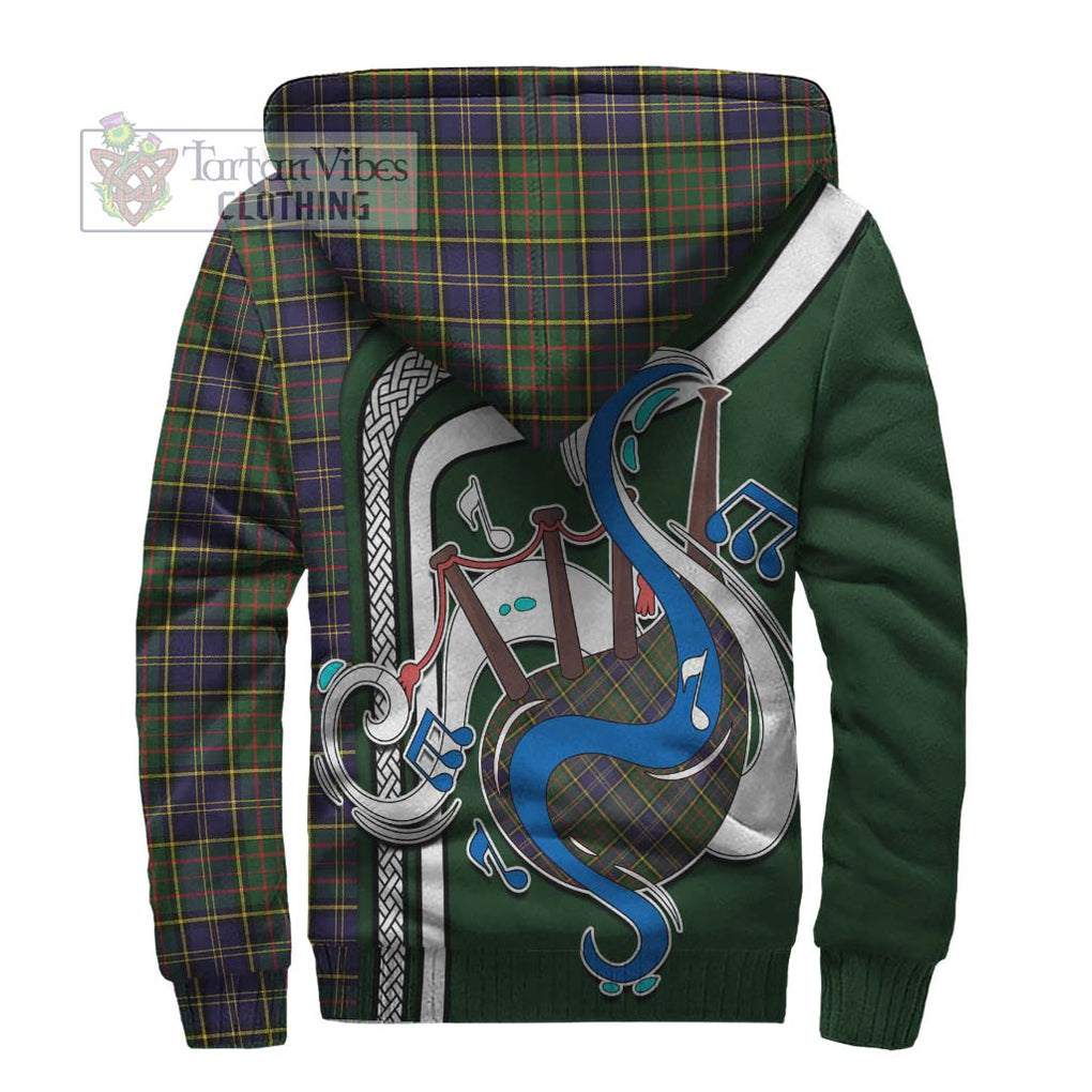 MacMillan Hunting Modern Tartan Sherpa Hoodie with Epic Bagpipe Style - Tartanvibesclothing Shop