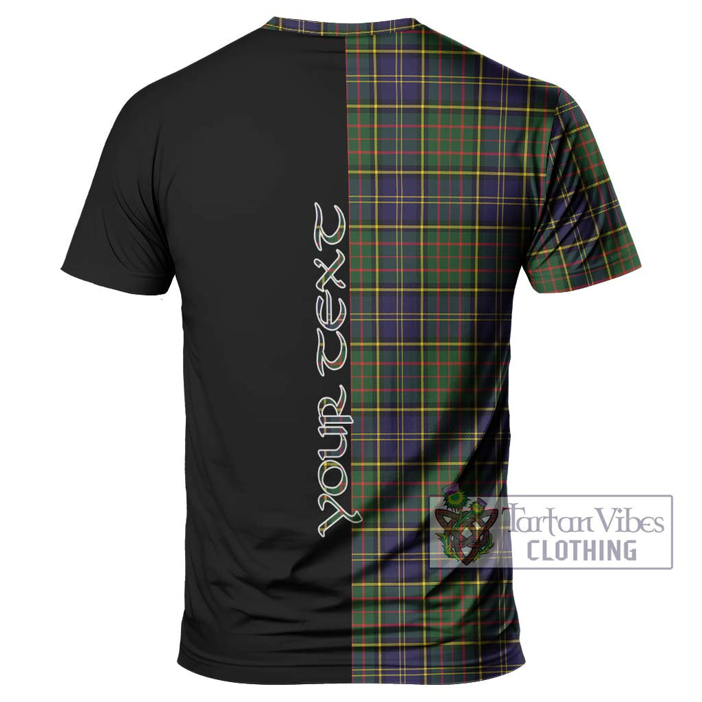 MacMillan Hunting Modern Tartan T-Shirt with Family Crest and Half Of Me Style - Tartanvibesclothing Shop