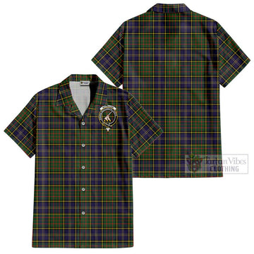 MacMillan Hunting Modern Tartan Cotton Hawaiian Shirt with Family Crest