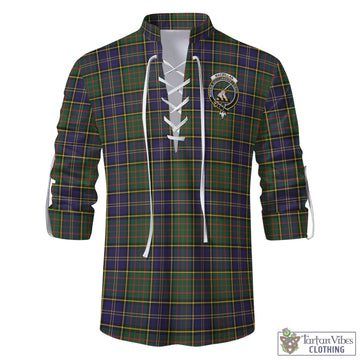 MacMillan Hunting Modern Tartan Men's Scottish Traditional Jacobite Ghillie Kilt Shirt with Family Crest