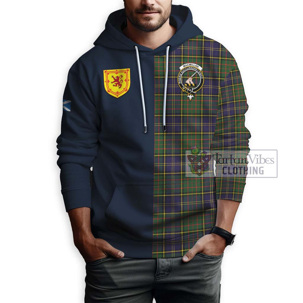 Tartan Vibes Clothing MacMillan Hunting Modern Tartan Hoodie with Scottish Lion Royal Arm Half Style