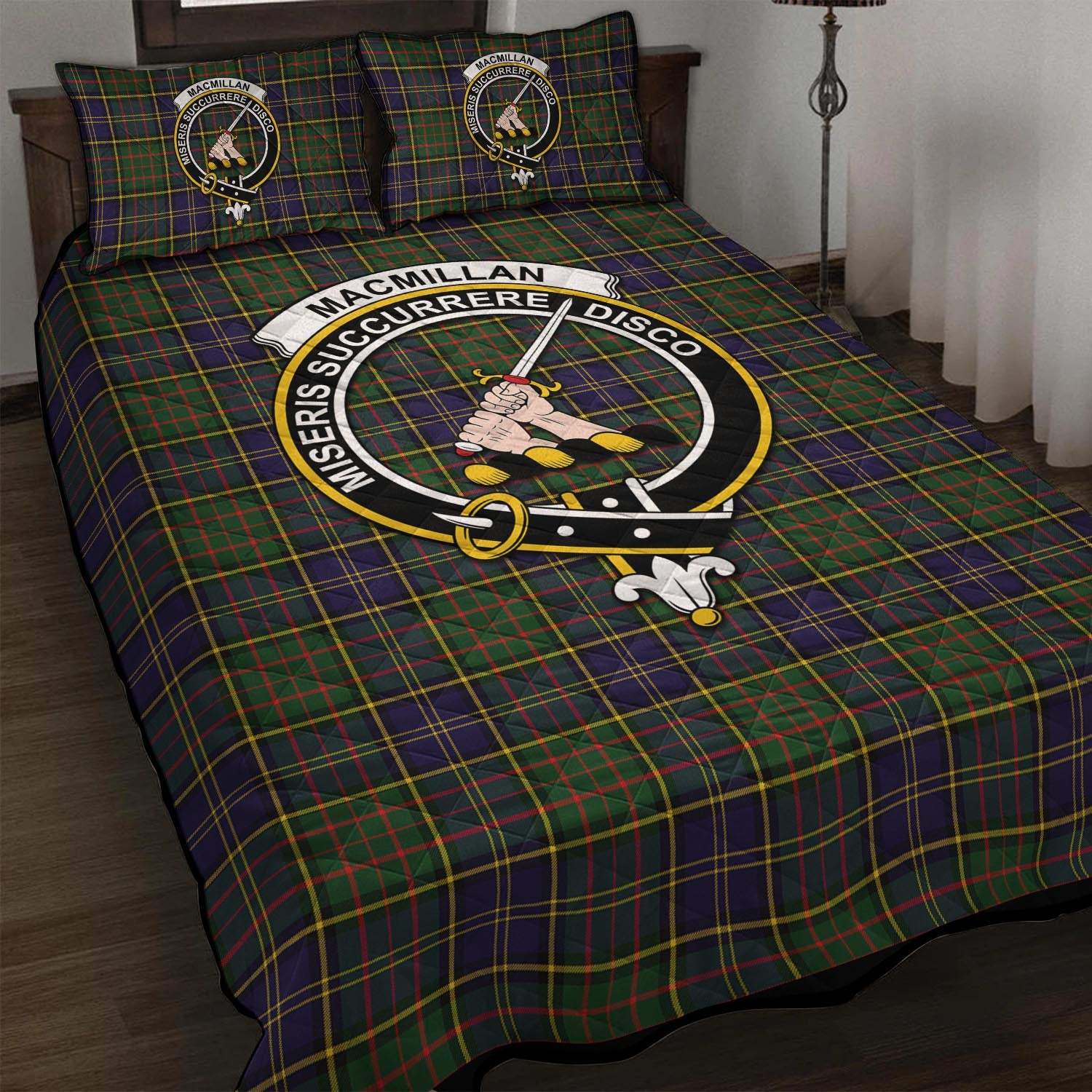 MacMillan Hunting Modern Tartan Quilt Bed Set with Family Crest - Tartan Vibes Clothing