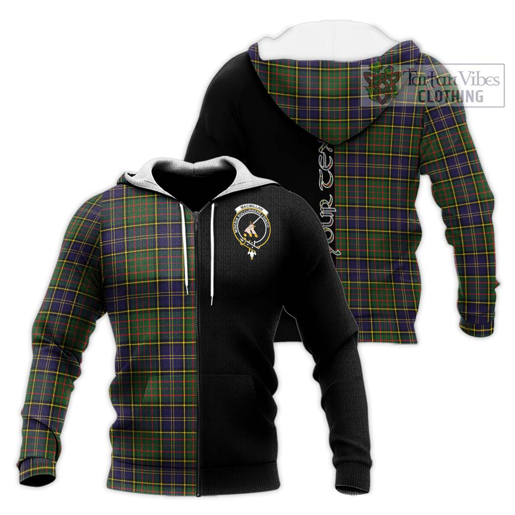 MacMillan Hunting Modern Tartan Knitted Hoodie with Family Crest and Half Of Me Style Unisex Knitted Zip Hoodie - Tartanvibesclothing Shop