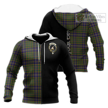 MacMillan Hunting Modern Tartan Knitted Hoodie with Family Crest and Half Of Me Style