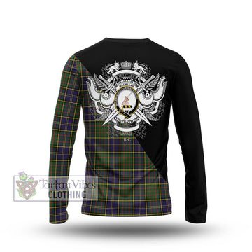 MacMillan Hunting Modern Tartan Long Sleeve T-Shirt with Family Crest and Military Logo Style