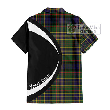 MacMillan Hunting Modern Tartan Short Sleeve Button Up with Family Crest Circle Style