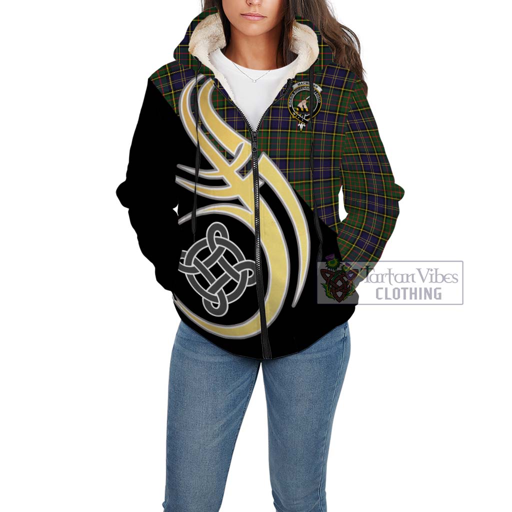 MacMillan Hunting Modern Tartan Sherpa Hoodie with Family Crest and Celtic Symbol Style Unisex - Tartan Vibes Clothing