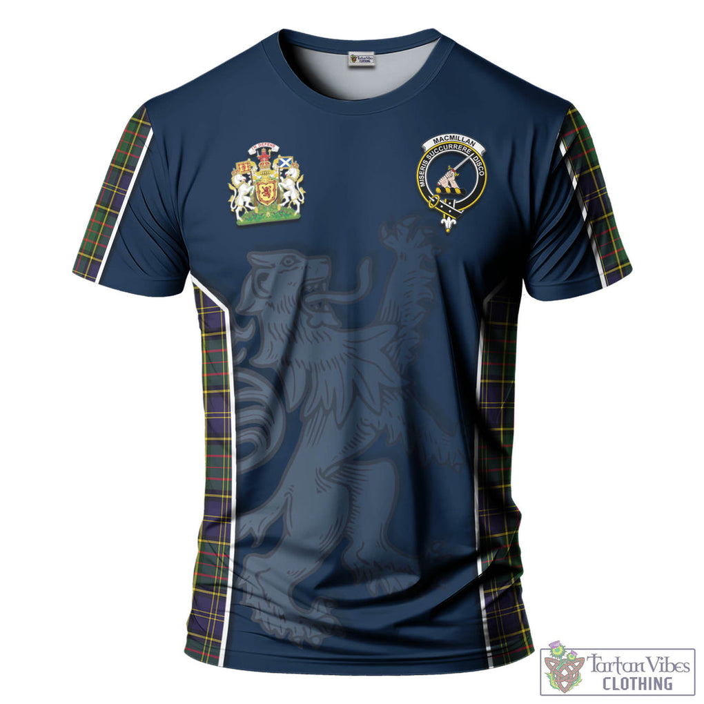 Tartan Vibes Clothing MacMillan Hunting Modern Tartan T-Shirt with Family Crest and Lion Rampant Vibes Sport Style