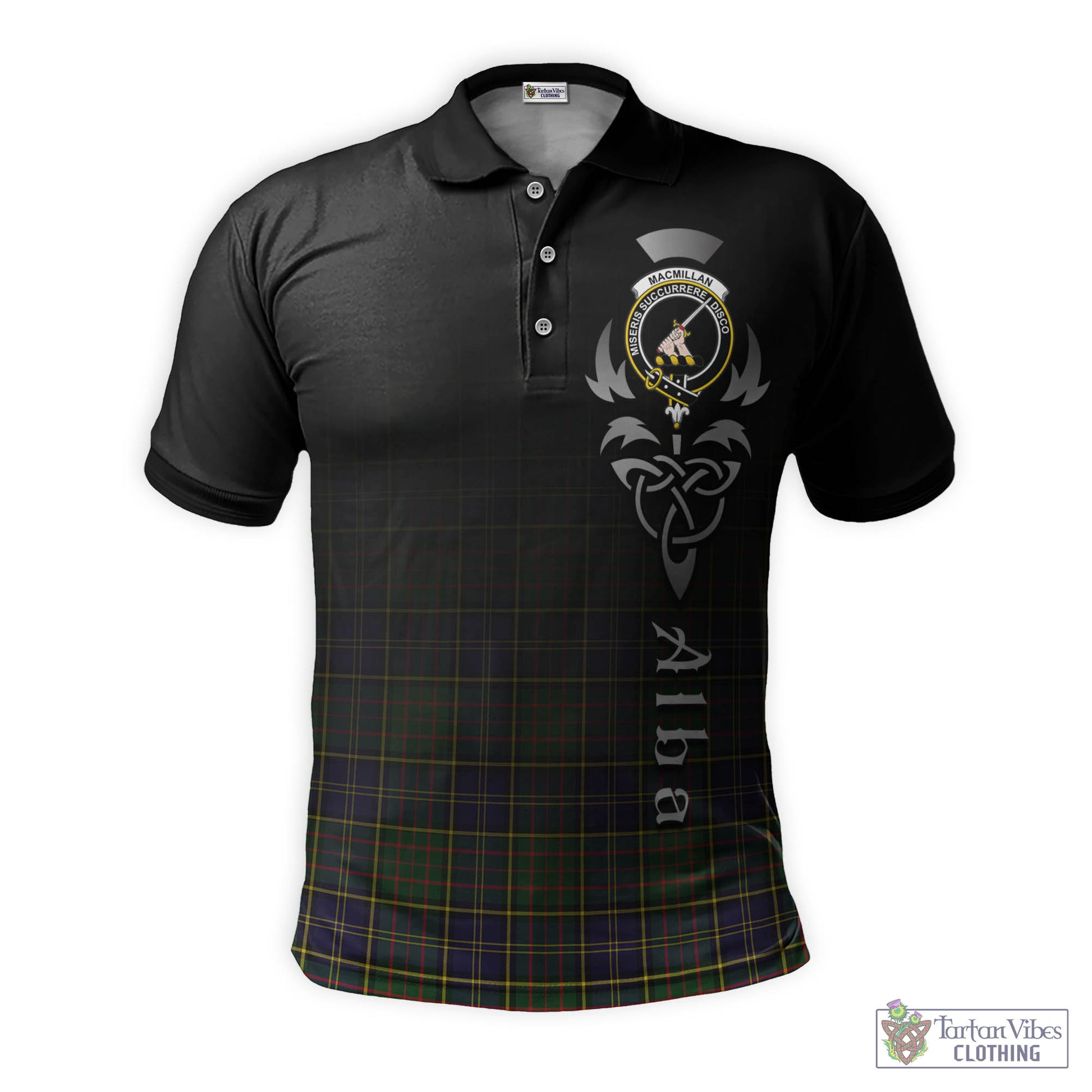 Tartan Vibes Clothing MacMillan Hunting Modern Tartan Polo Shirt Featuring Alba Gu Brath Family Crest Celtic Inspired