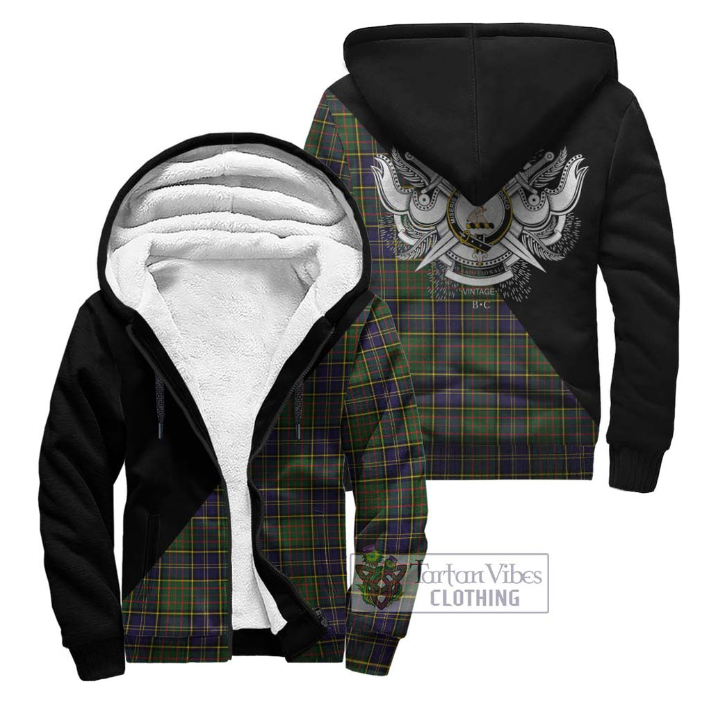 MacMillan Hunting Modern Tartan Sherpa Hoodie with Family Crest and Military Logo Style Unisex - Tartanvibesclothing Shop