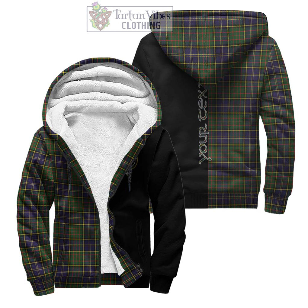 MacMillan Hunting Modern Tartan Sherpa Hoodie with Family Crest and Half Of Me Style Unisex - Tartanvibesclothing Shop