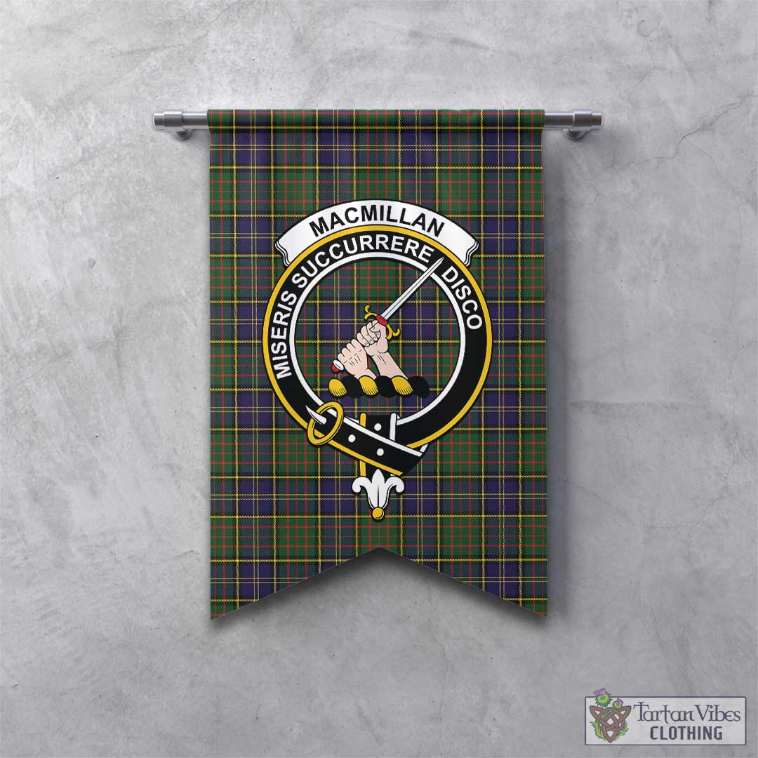 Tartan Vibes Clothing MacMillan Hunting Modern Tartan Gonfalon, Tartan Banner with Family Crest