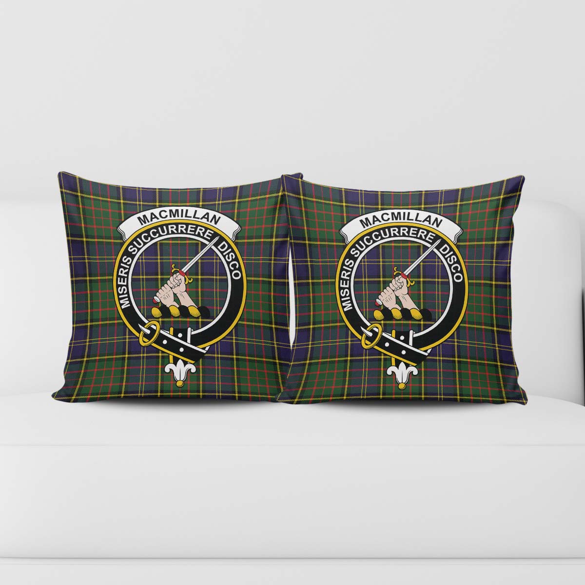 MacMillan Hunting Modern Tartan Pillow Cover with Family Crest - Tartanvibesclothing