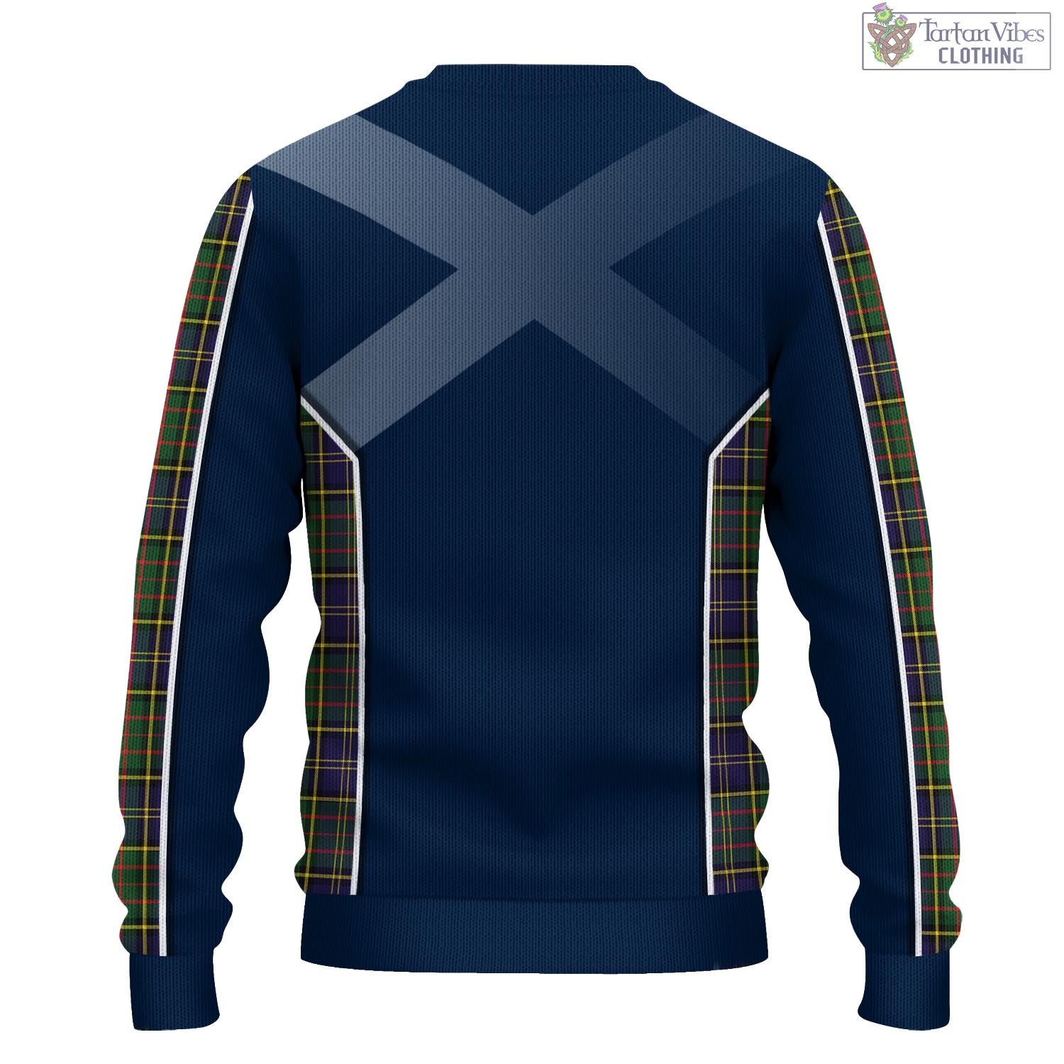 Tartan Vibes Clothing MacMillan Hunting Modern Tartan Knitted Sweatshirt with Family Crest and Scottish Thistle Vibes Sport Style