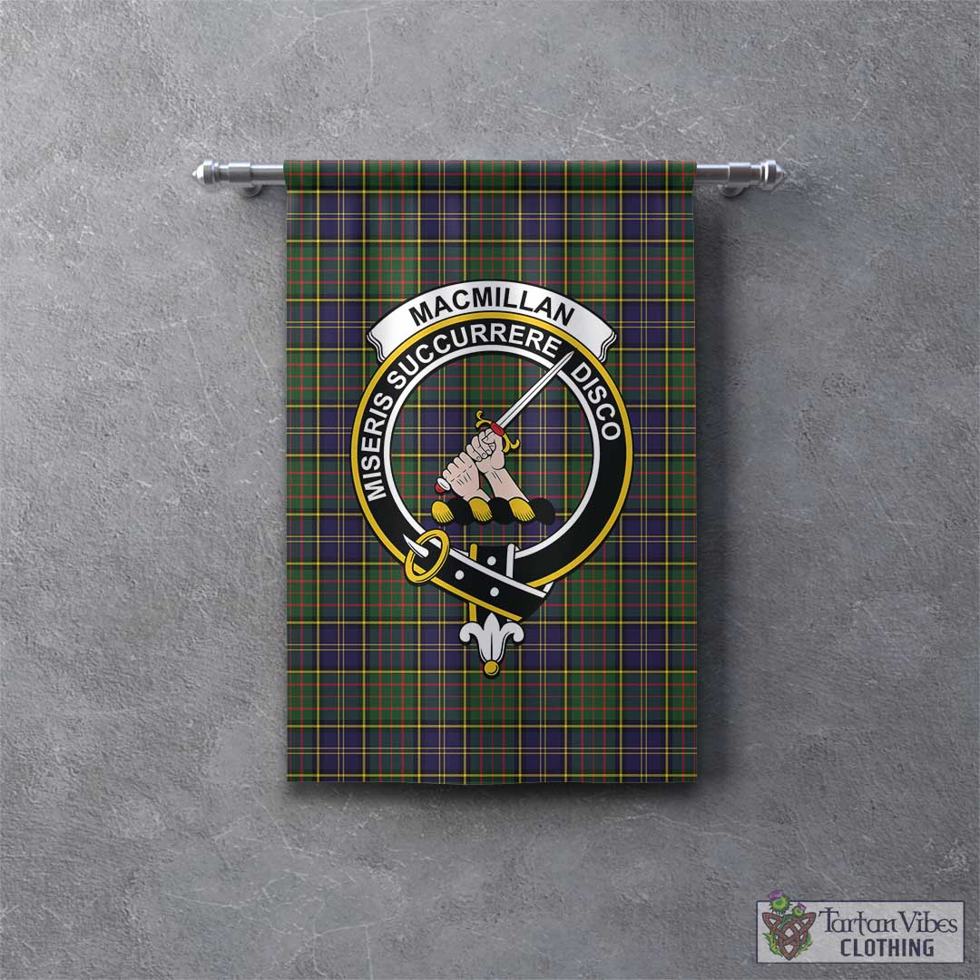 Tartan Vibes Clothing MacMillan Hunting Modern Tartan Gonfalon, Tartan Banner with Family Crest