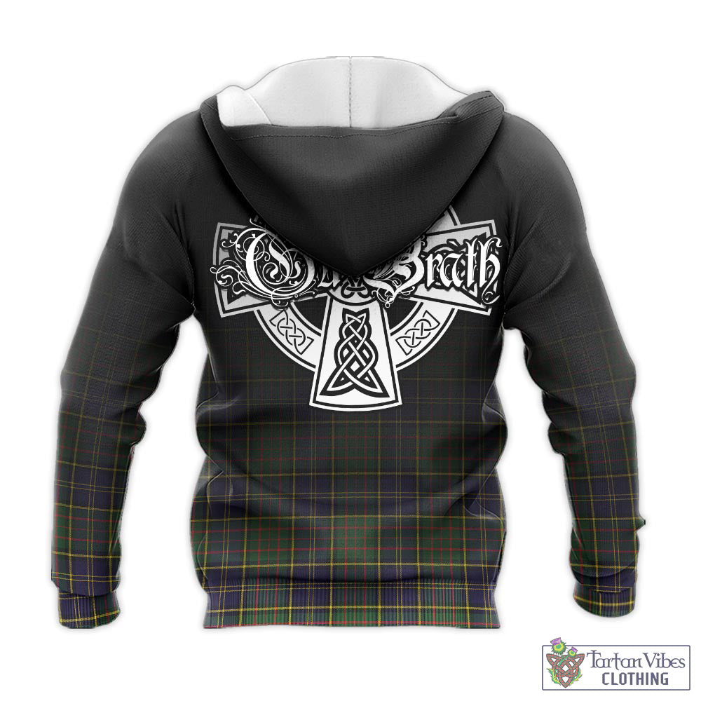 Tartan Vibes Clothing MacMillan Hunting Modern Tartan Knitted Hoodie Featuring Alba Gu Brath Family Crest Celtic Inspired