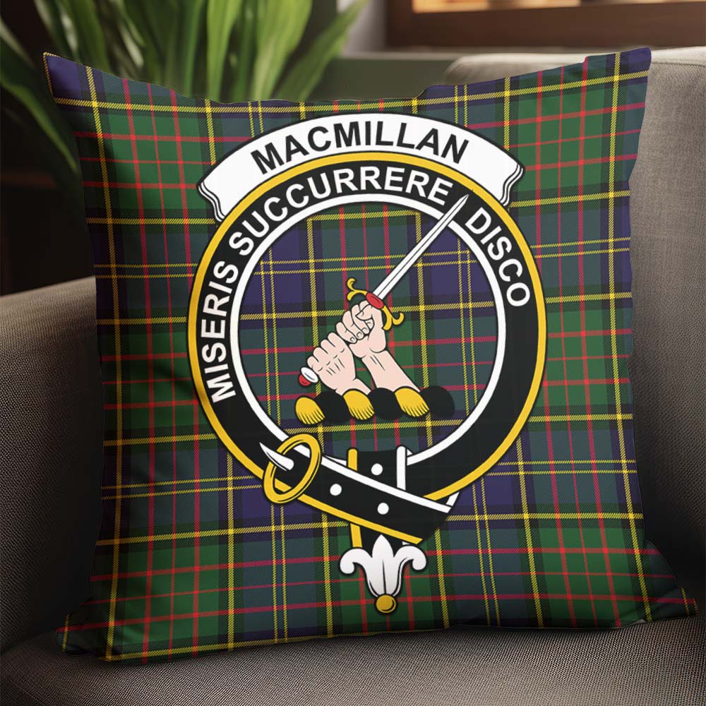 MacMillan Hunting Modern Tartan Pillow Cover with Family Crest - Tartanvibesclothing