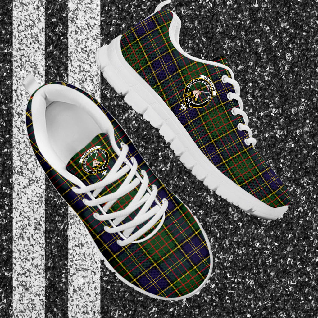 MacMillan Hunting Modern Tartan Sneakers with Family Crest - Tartan Vibes Clothing