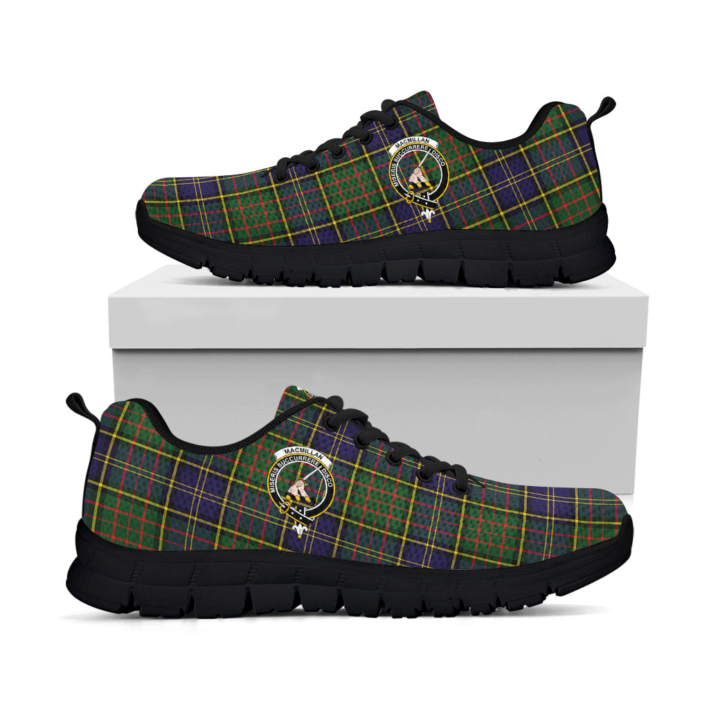 MacMillan Hunting Modern Tartan Sneakers with Family Crest - Tartan Vibes Clothing