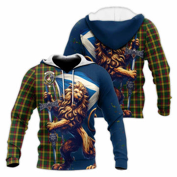 MacMillan (McMillan) Tartan Family Crest Knitted Hoodie with Scottish Majestic Lion