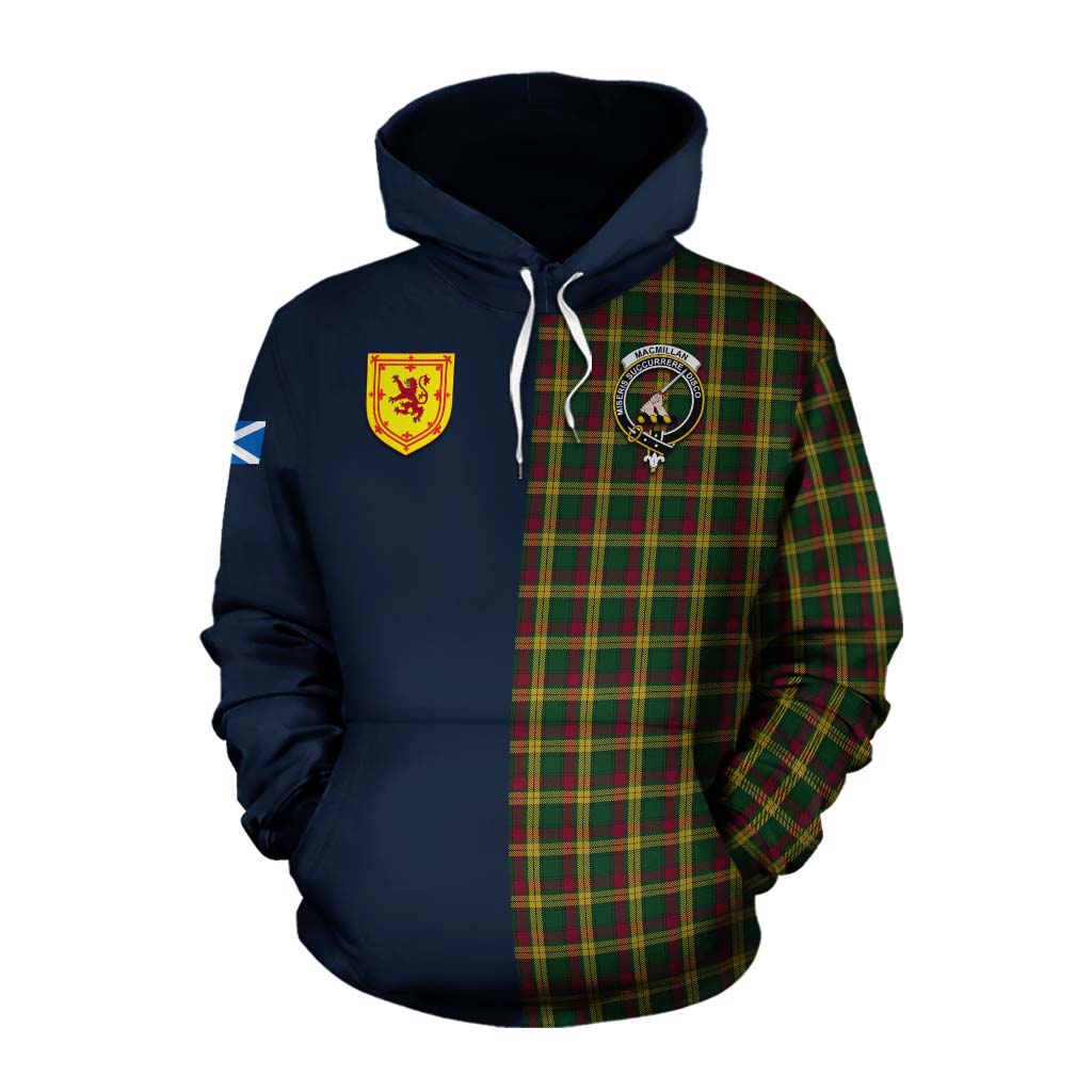 Tartan Vibes Clothing MacMillan (McMillan) Tartan Cotton Hoodie Alba with Scottish Lion Royal Arm Half Style